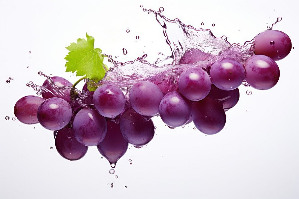 Purple grapes with splash fruit plant food.