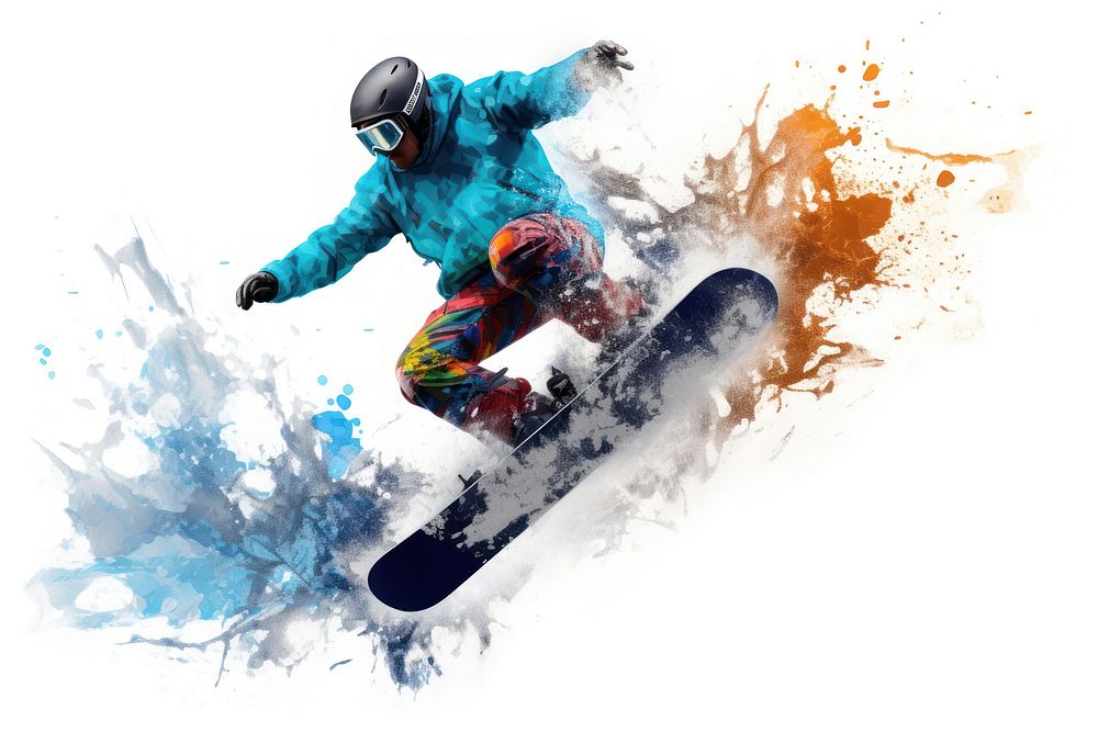 Snowboarder jumping through air snow snowboarding adventure.