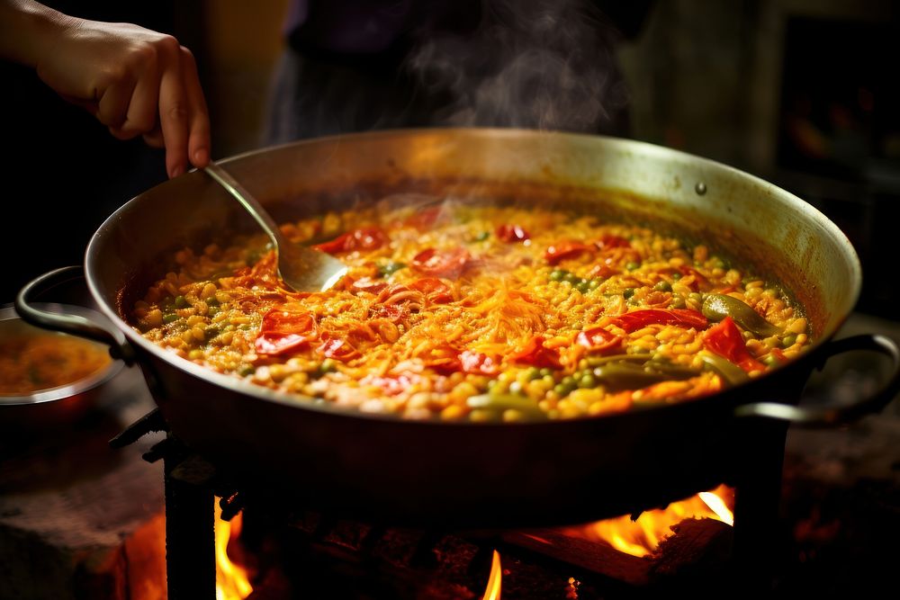 Paella kitchen cooking food.