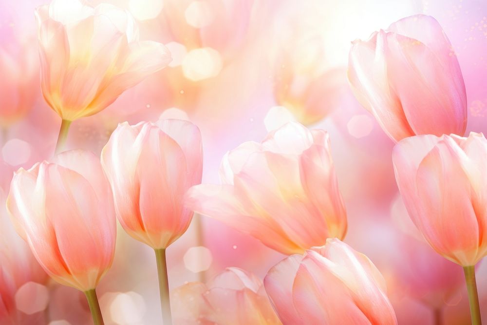 Pink tulip pattern bokeh effect background backgrounds outdoors blossom.