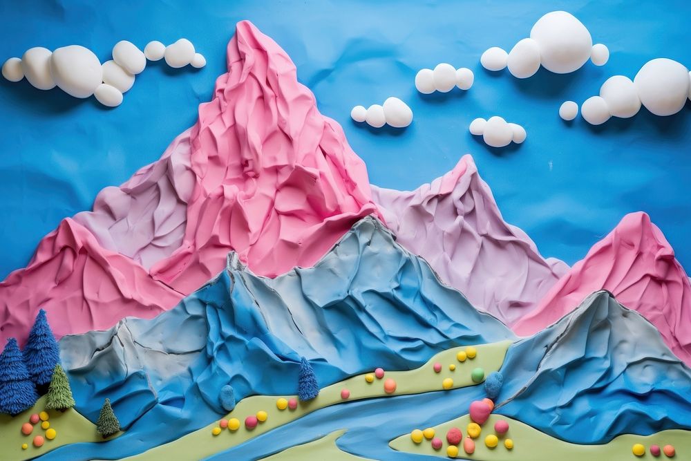 Plasticine of mountain landscape tranquility creativity.