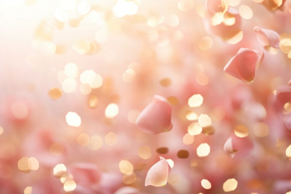 Rose petals flying in bokeh effect background backgrounds plant gold.