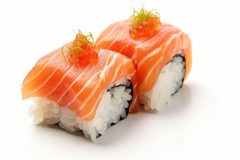Salmon sushi seafood rice meal.