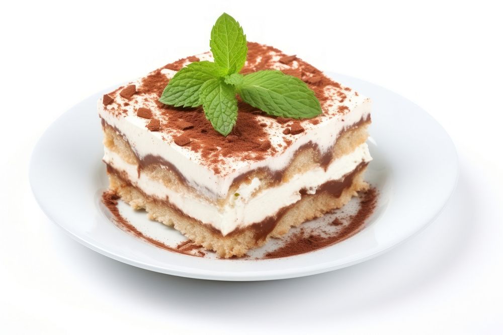 Tiramisu dessert cream plate.