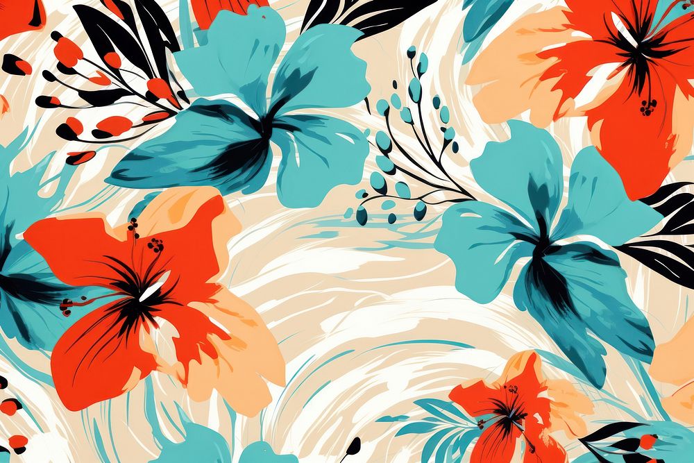  Tropical pattern flower backgrounds. AI generated Image by rawpixel.