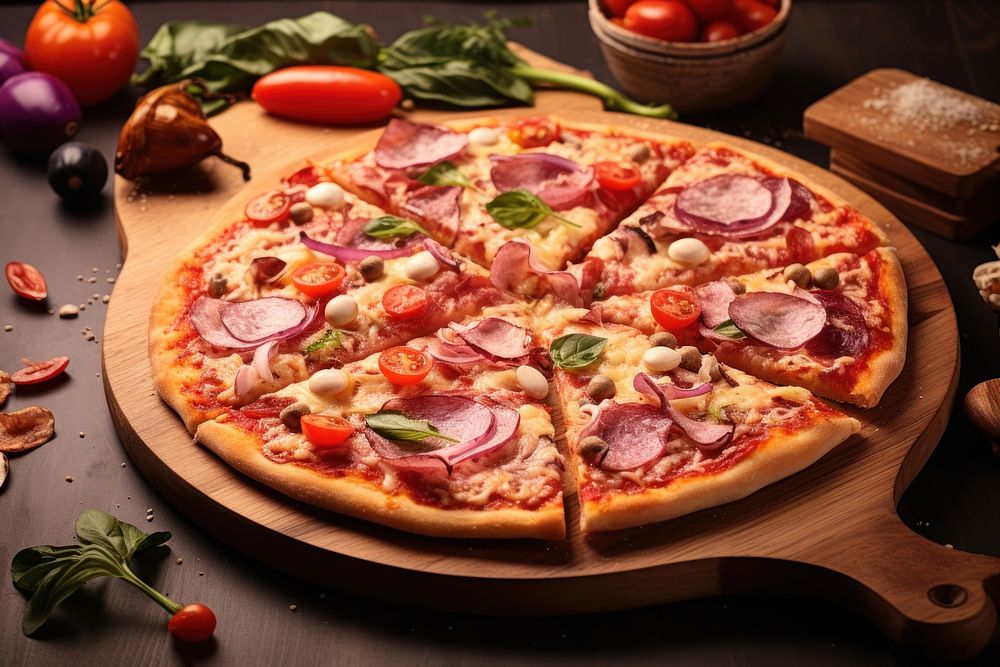  Pizza slice food mozzarella. AI generated Image by rawpixel.