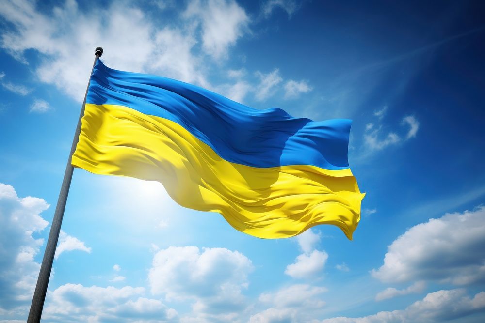 Ukraine flag symbol yellow blue.