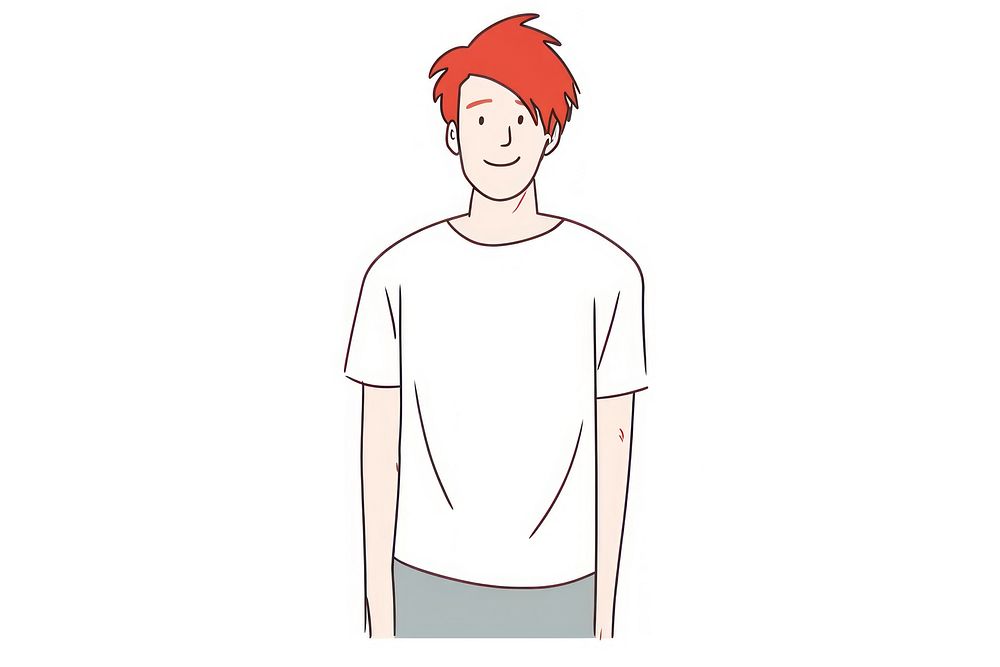 Young man wearing a tshirt t-shirt cartoon red.