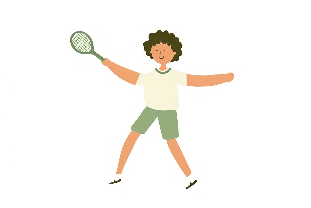 Doodle illustration of student sports cartoon tennis.