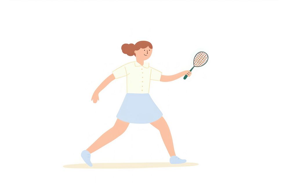 Doodle illustration of student sports cartoon tennis.