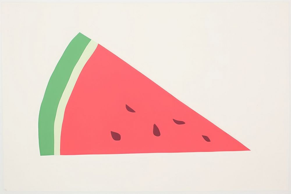 Watermelon minimalist form food painting drawing.