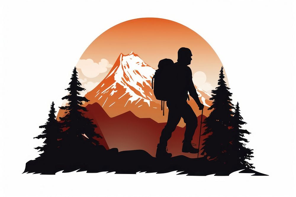 Climber silhouette landscape adventure.