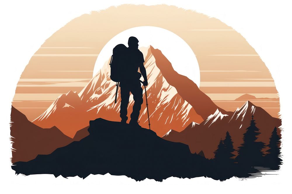 Climber silhouette landscape adventure.