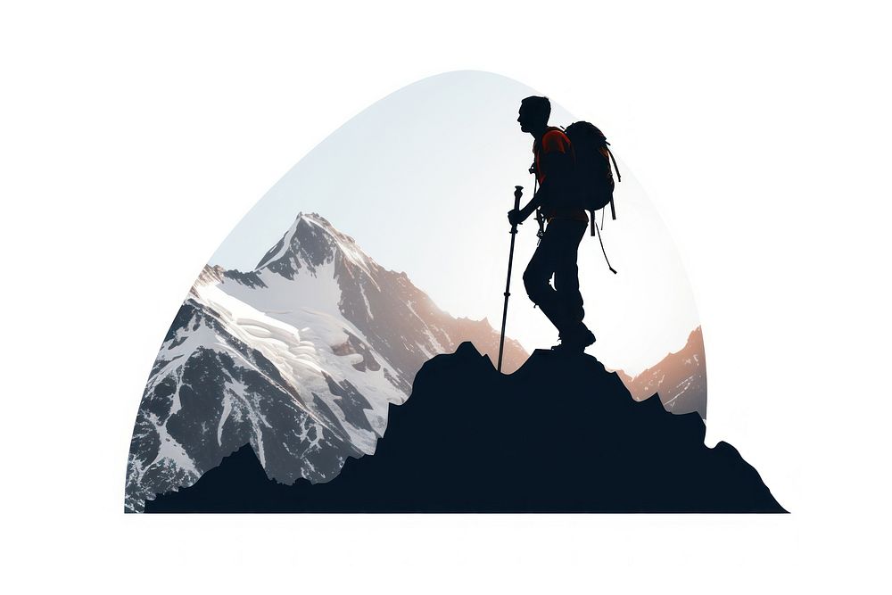 Climber mountain backpacking silhouette.