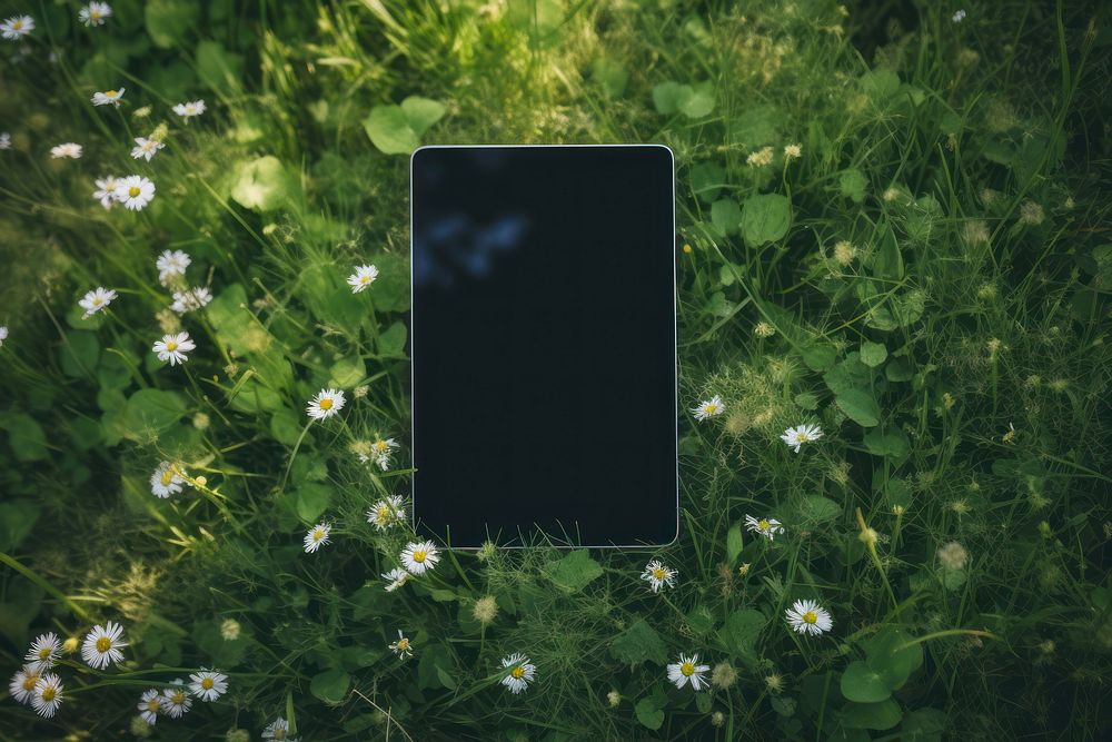 Black smart tablet flower nature green.