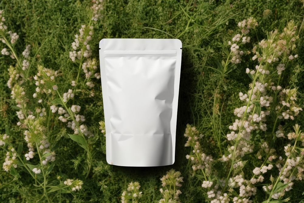 Coffee pouch bag packaging  flower nature plant.