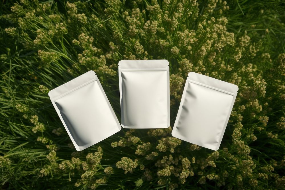 Coffee pouch bag packaging  flower outdoors nature.