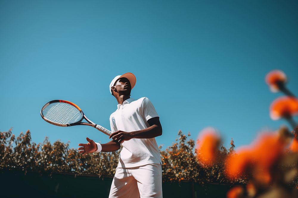 A man playing tennis sports racket activity. AI generated Image by rawpixel.