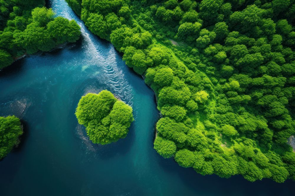  Foliage forest river vegetation. AI generated Image by rawpixel.