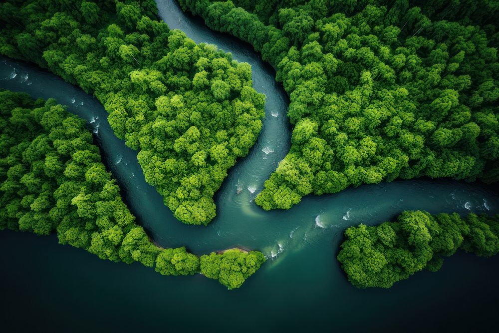  Foliage forest river vegetation. AI generated Image by rawpixel.