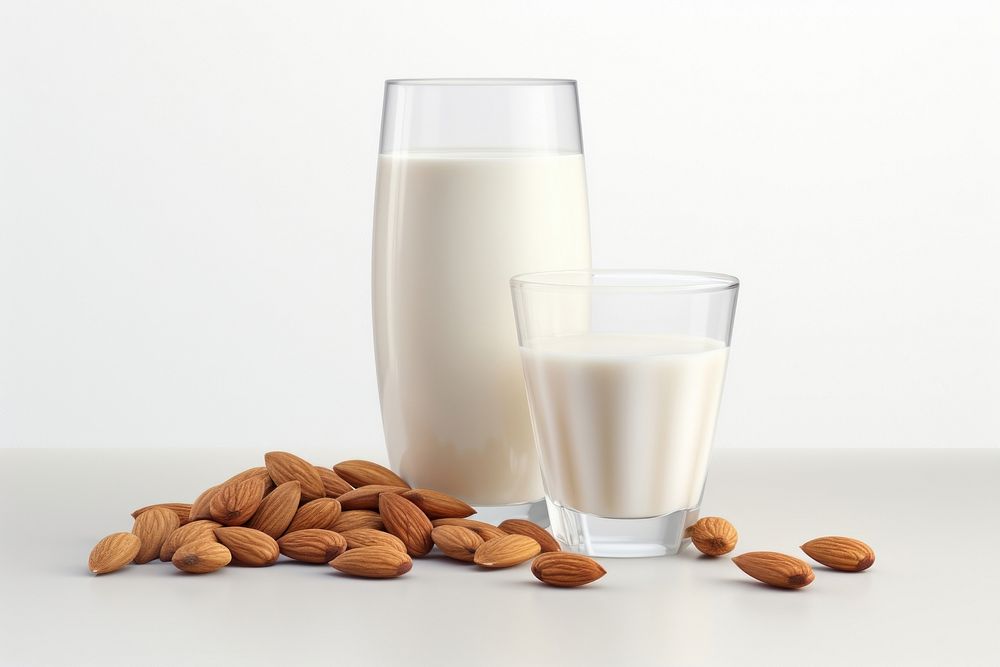 Almond milk dairy drink glass.