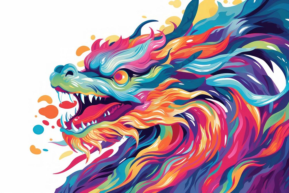 Dragon chinese new year art painting graphics. AI generated Image by rawpixel.