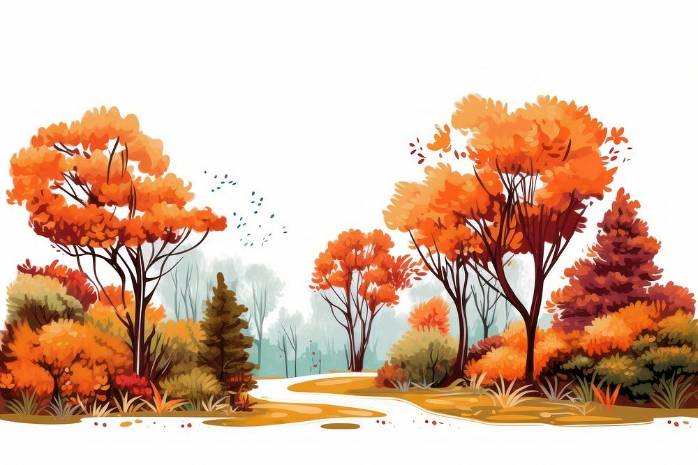 Autumn garden landscape outdoors painting.