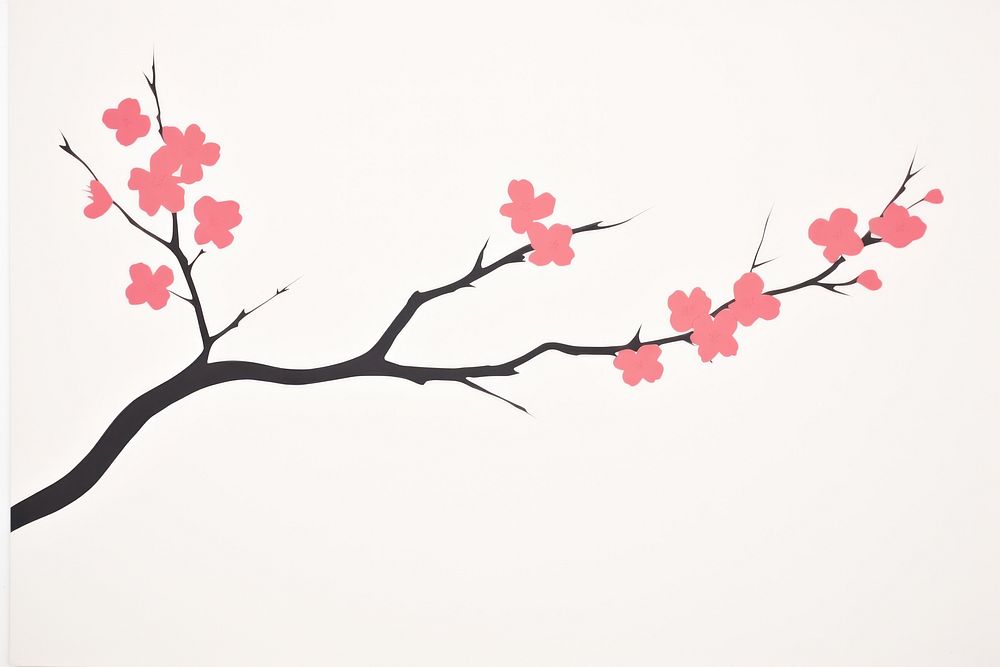 Cherry blossom minimalist form flower plant calligraphy.