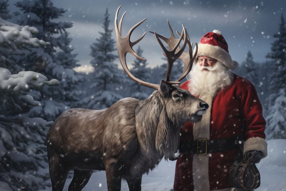  Santa christmas livestock portrait. AI generated Image by rawpixel.