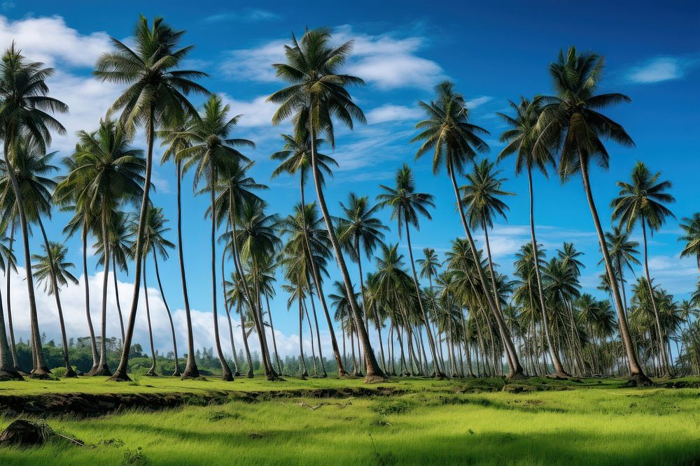 Coconut trees landscape outdoors scenery.