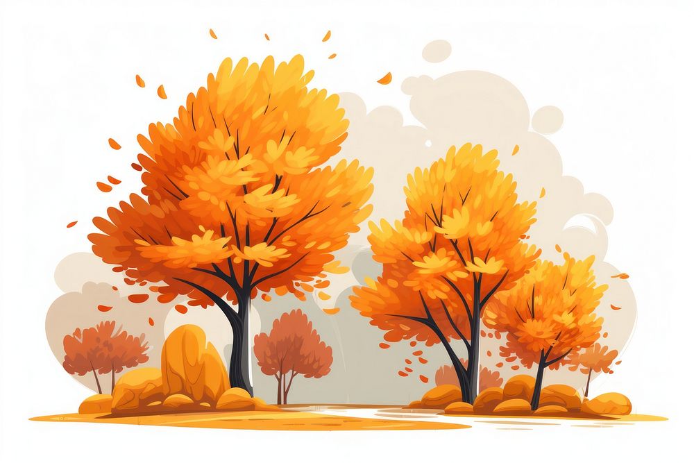 Colorful autumn trees outdoors cartoon yellow.