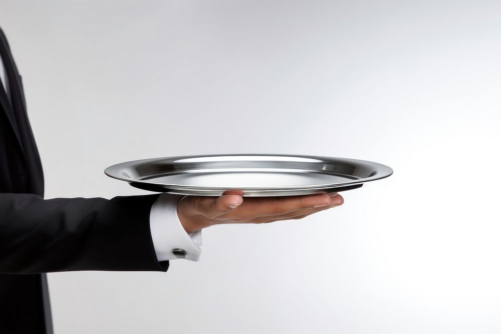 Waiter plate holding adult.