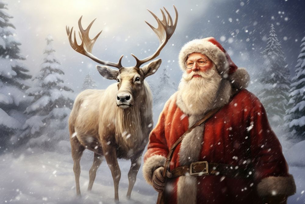  Santa christmas portrait wildlife. AI generated Image by rawpixel.