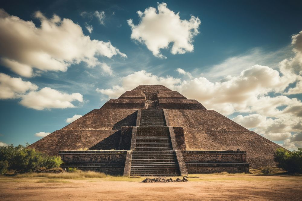 Mexico ancient pyramid architecture landscape building.
