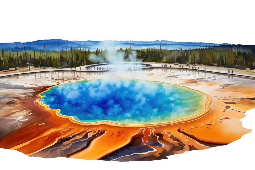 Grand Prismatic Spring yellowstone national park tranquility reflection.