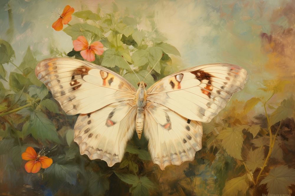 Butterfly in garden painting animal insect.