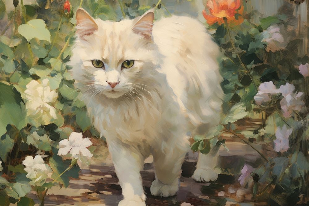 Cat cat walking painting animal mammal.