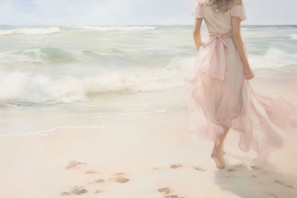Beach scenery painting dress beachwear.