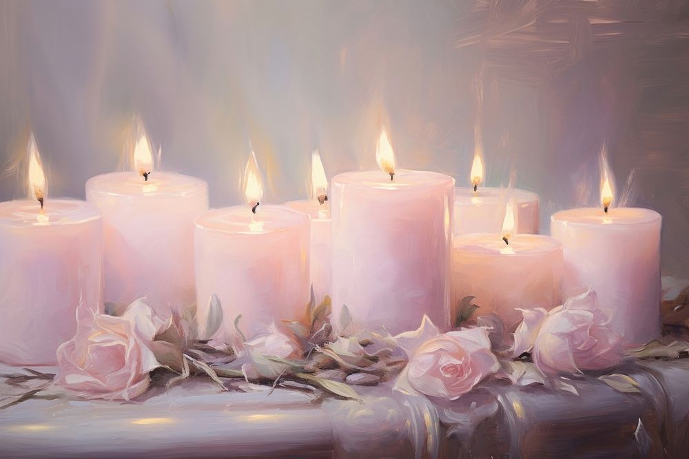 Candles spirituality illuminated celebration.