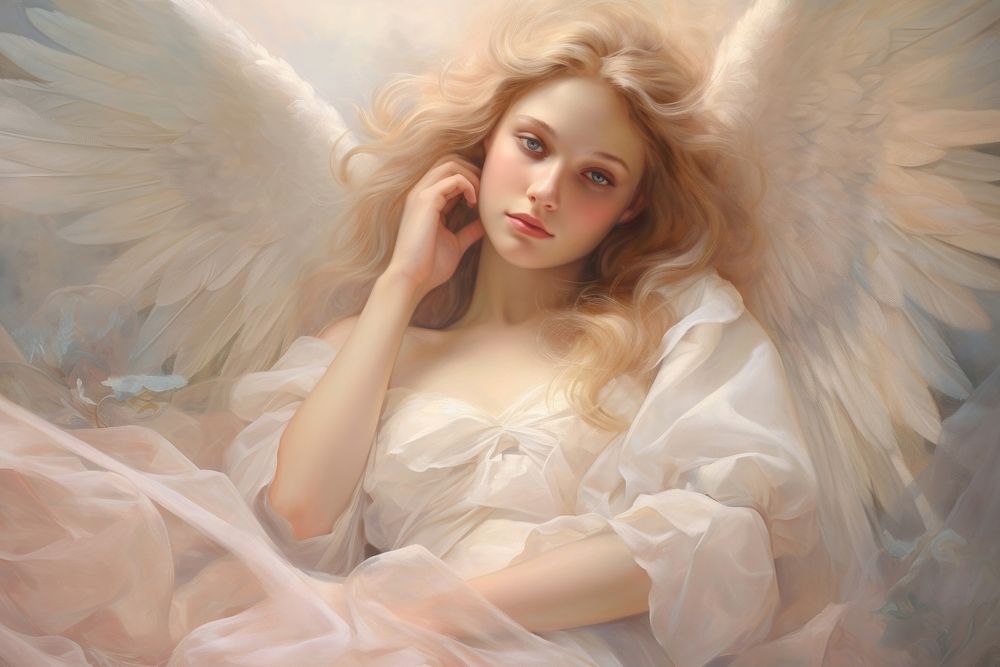 Angel painting adult contemplation.