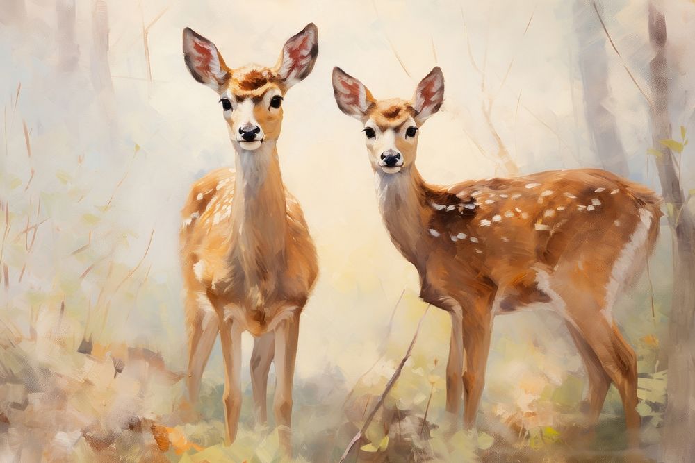 Deers wildlife painting animal.
