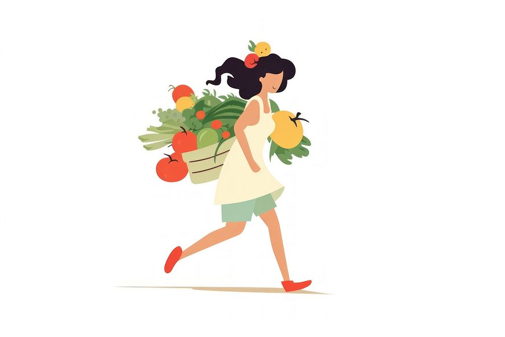 Woman carry the vegetables plant freshness groceries.