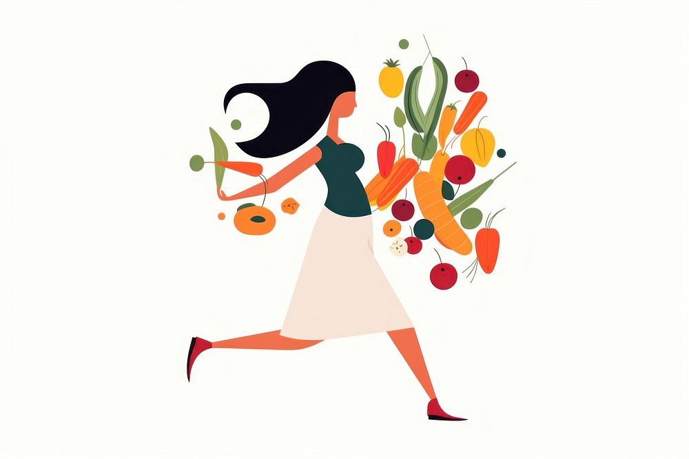 Woman carry the vegetables plant food creativity.