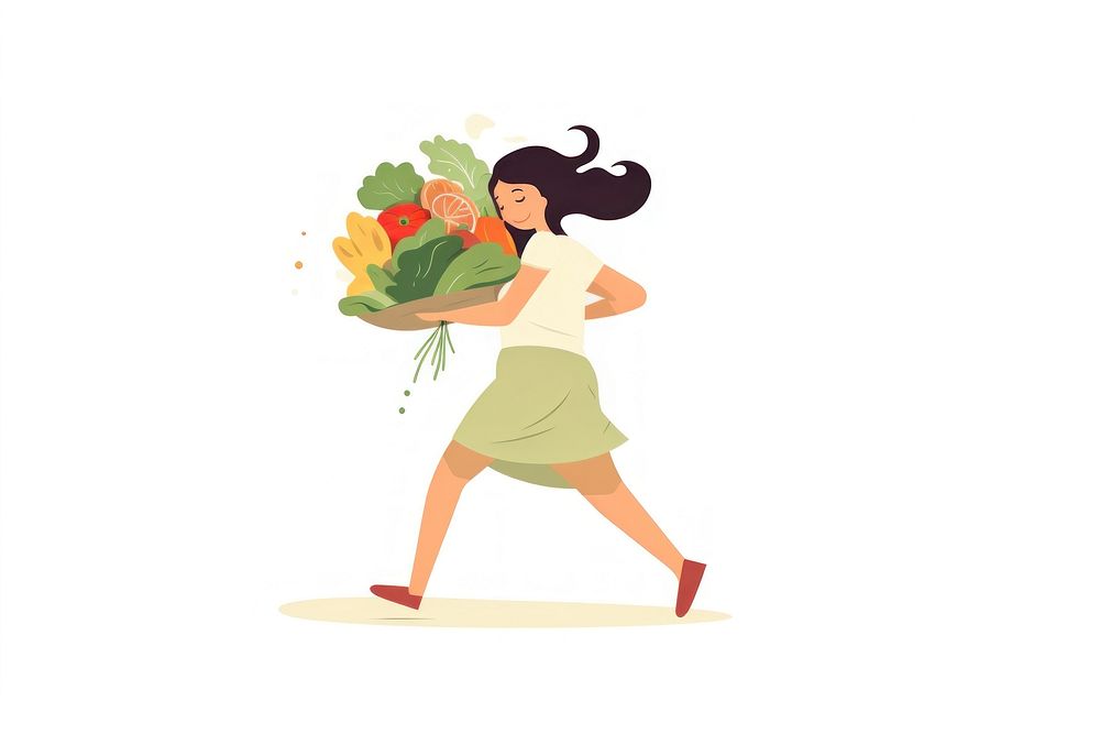 Woman carry the vegetables adult plant recreation.