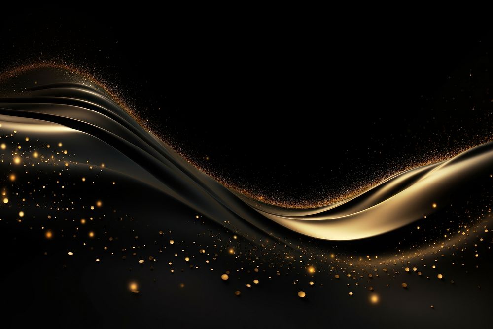  Golden background with stars and a wave light night backgrounds. AI generated Image by rawpixel.