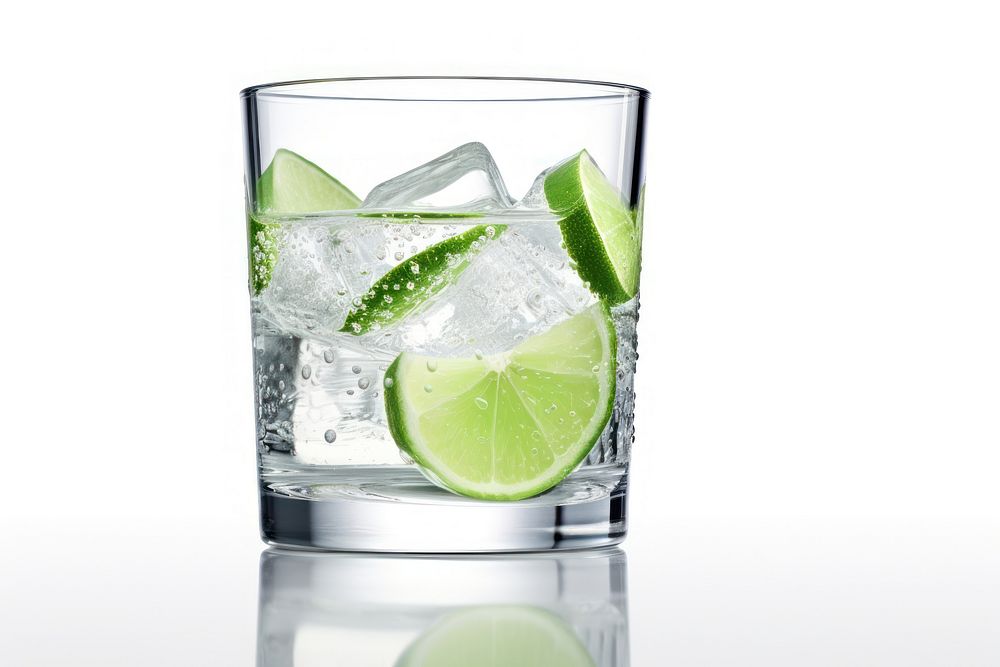 Vodka glass lime cocktail.