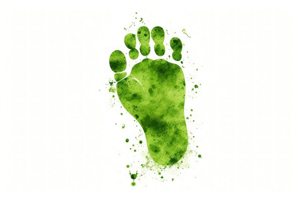 Footprint green barefoot finger.