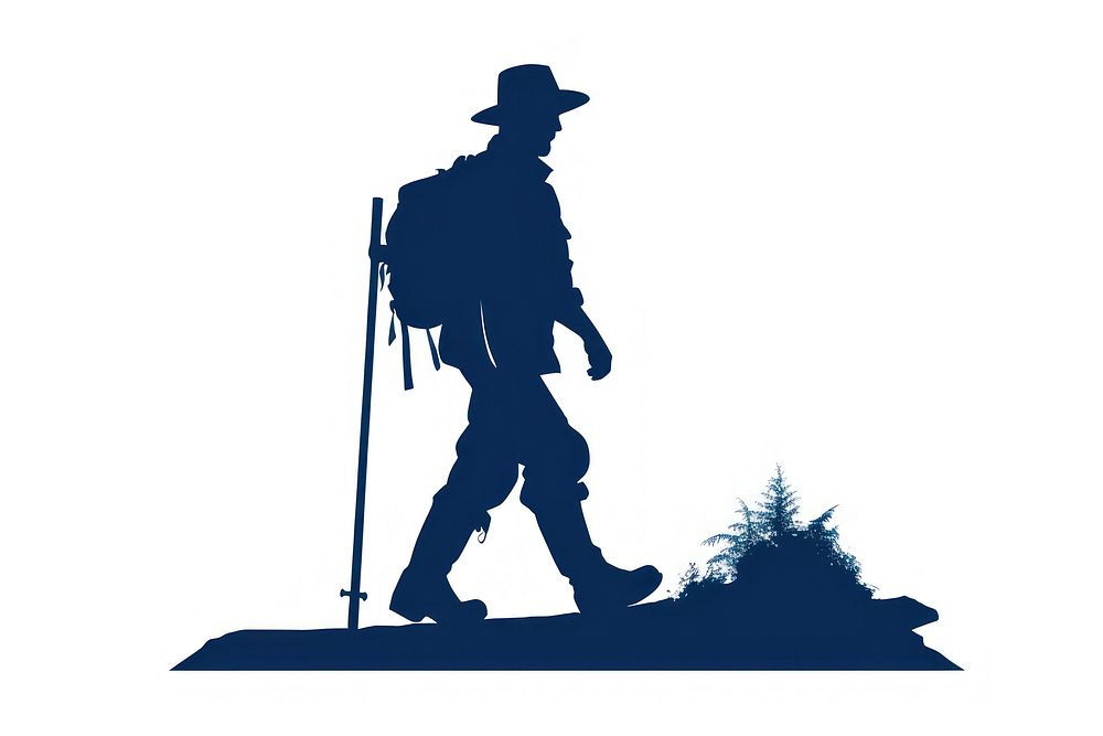 Hiker silhouette adult white background.
