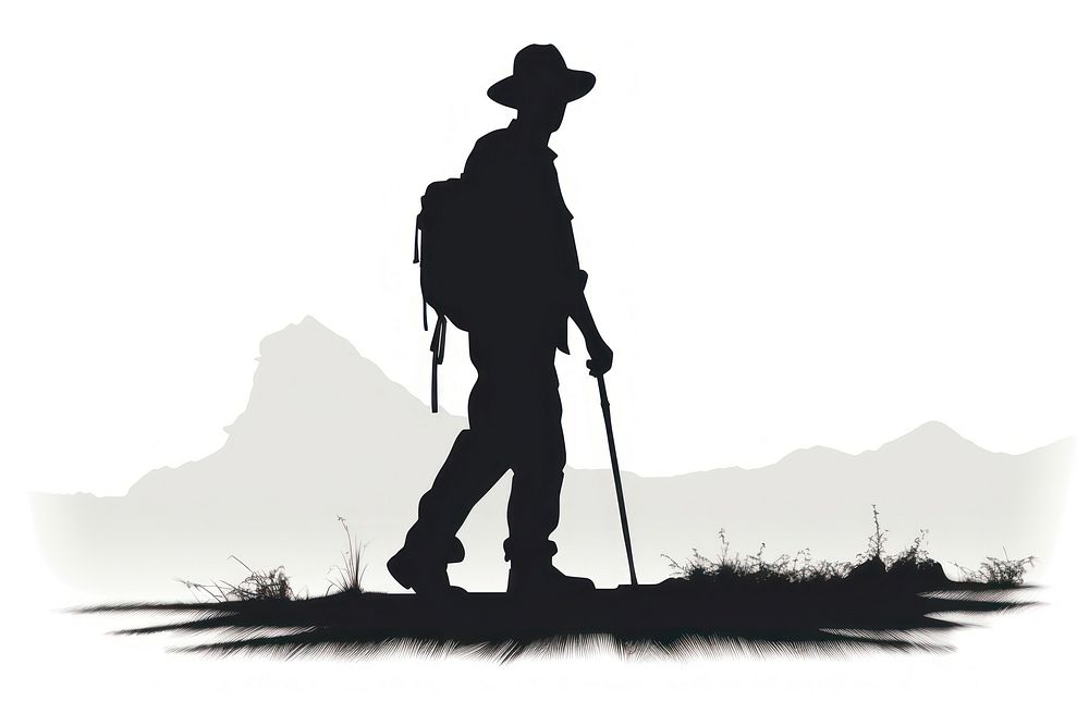 Hiker silhouette walking adult.