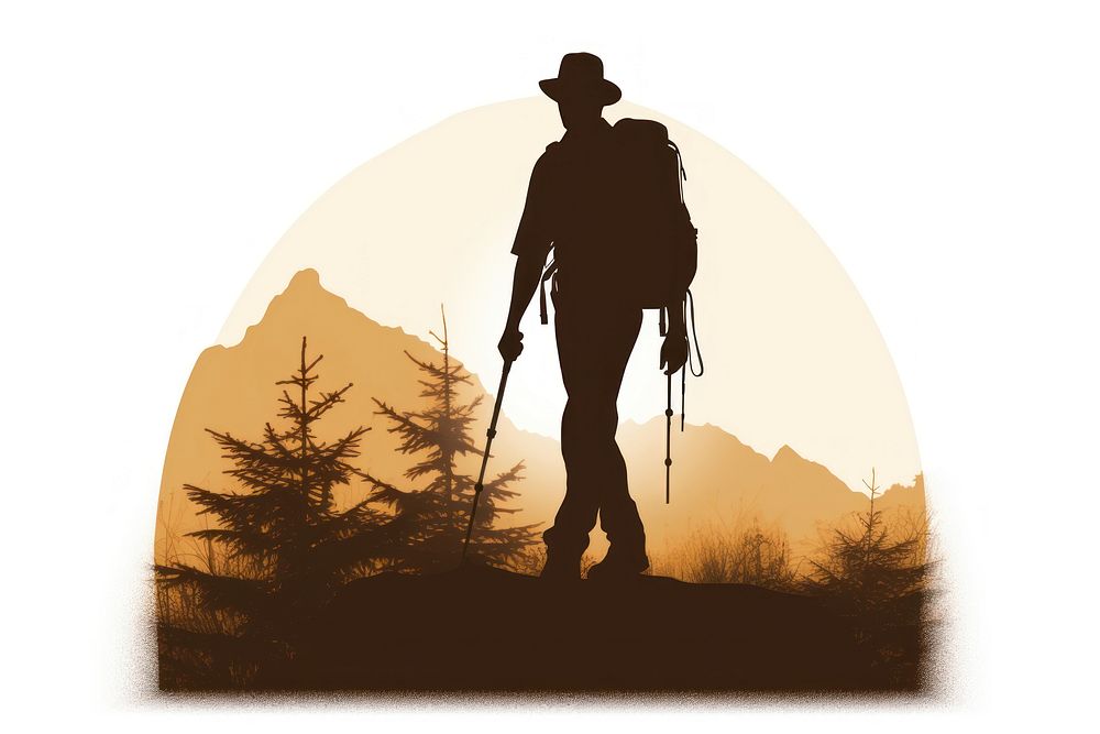 Hiker silhouette outdoors nature.